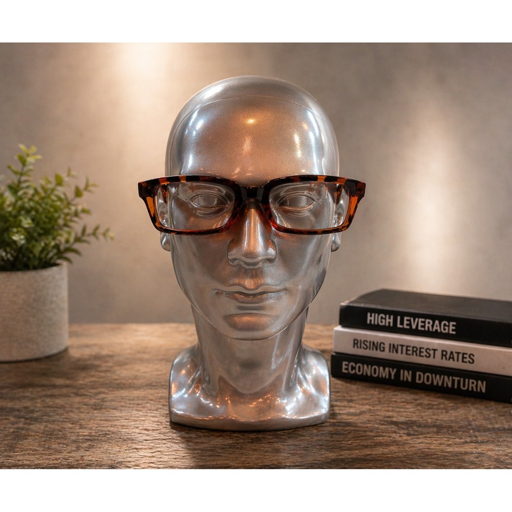Tortoiseshell Rectangular Eyeglass Frames Brown Amber Unisex Glasses Frames Only
